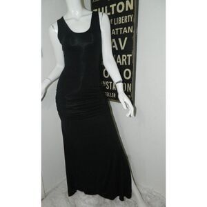 Sky Brand Dress Black Crochet Back Maxi Dress Side Rouching Size X-Small‎